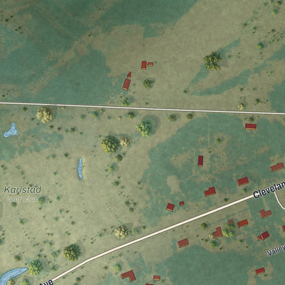 Second close-up of the map of Karlstad, Minnesota print showing more streets and buildings