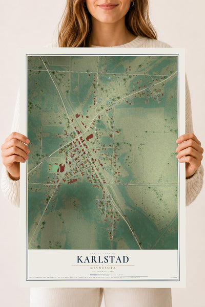 Map of Karlstad, Minnesota, 18 x 24 inch unframed archival matte print
