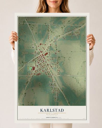 Map of Karlstad, Minnesota, 24 x 36 inch unframed archival matte print