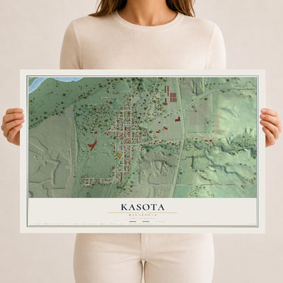 Map of Kasota, Minnesota, 12 x 18 inch unframed archival matte print