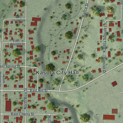 Close-up of the map of Kasota, Minnesota print showing street and building detail