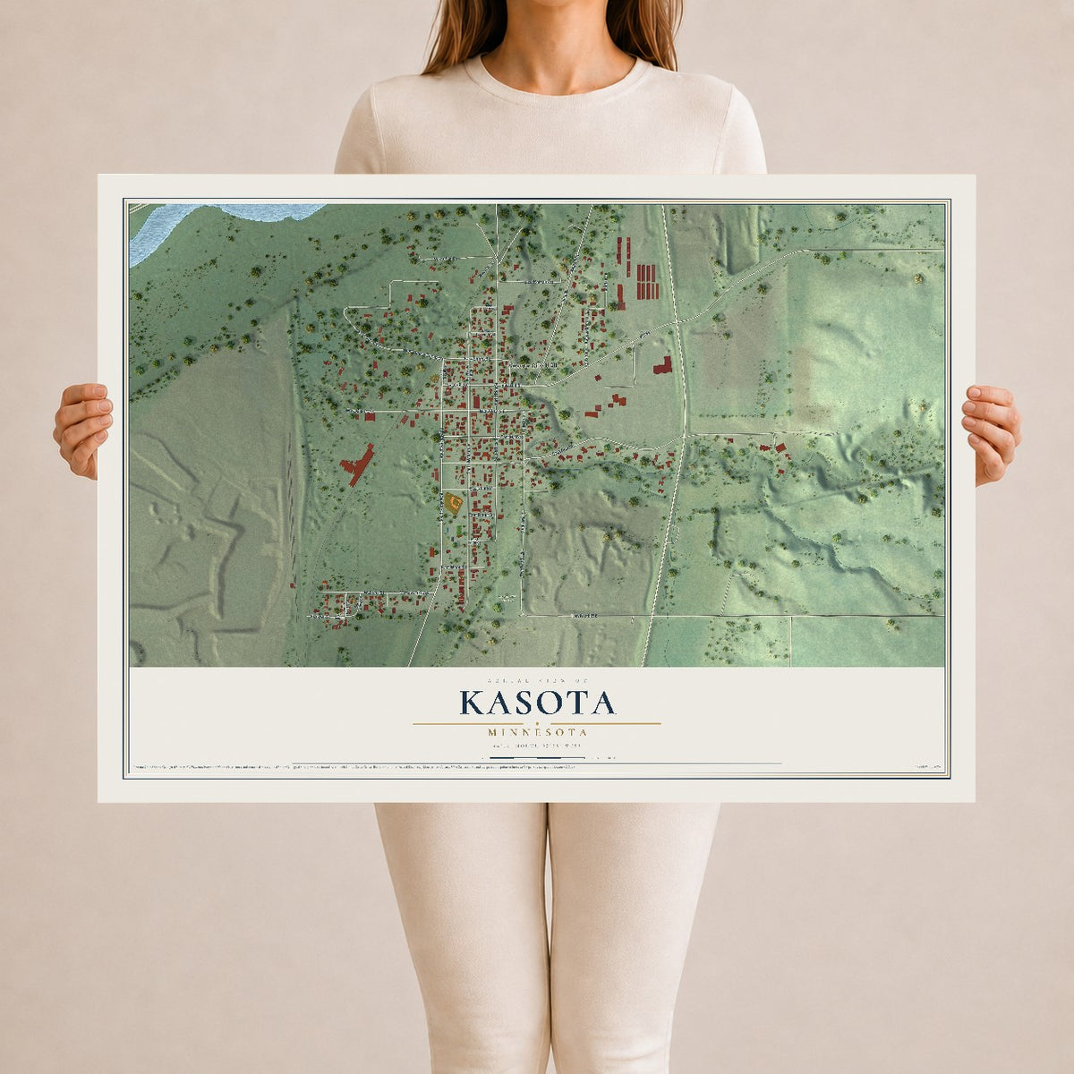 Map of Kasota, Minnesota, 24 x 36 inch unframed archival matte print