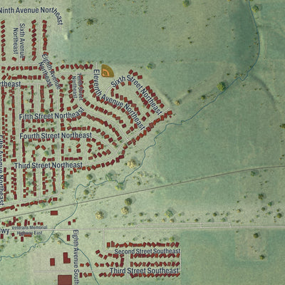 Second close-up of the map of Kasson, Minnesota print showing more streets and buildings