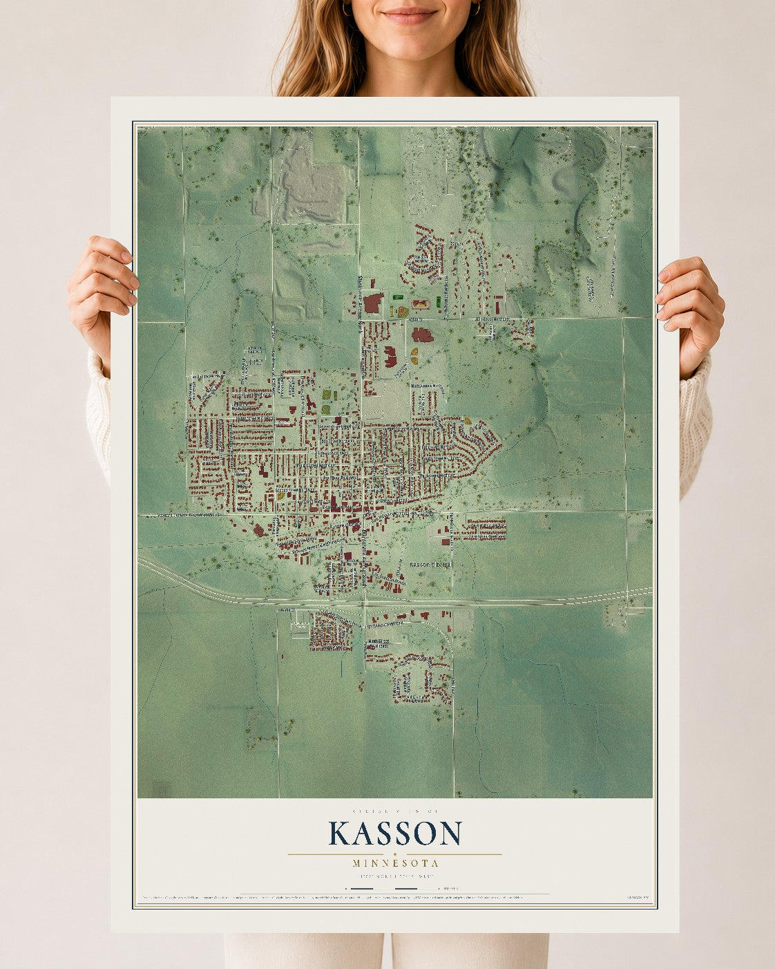 Map of Kasson, Minnesota, 24 x 36 inch unframed archival matte print