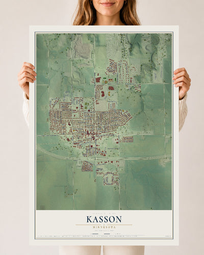 Map of Kasson, Minnesota, 24 x 36 inch unframed archival matte print