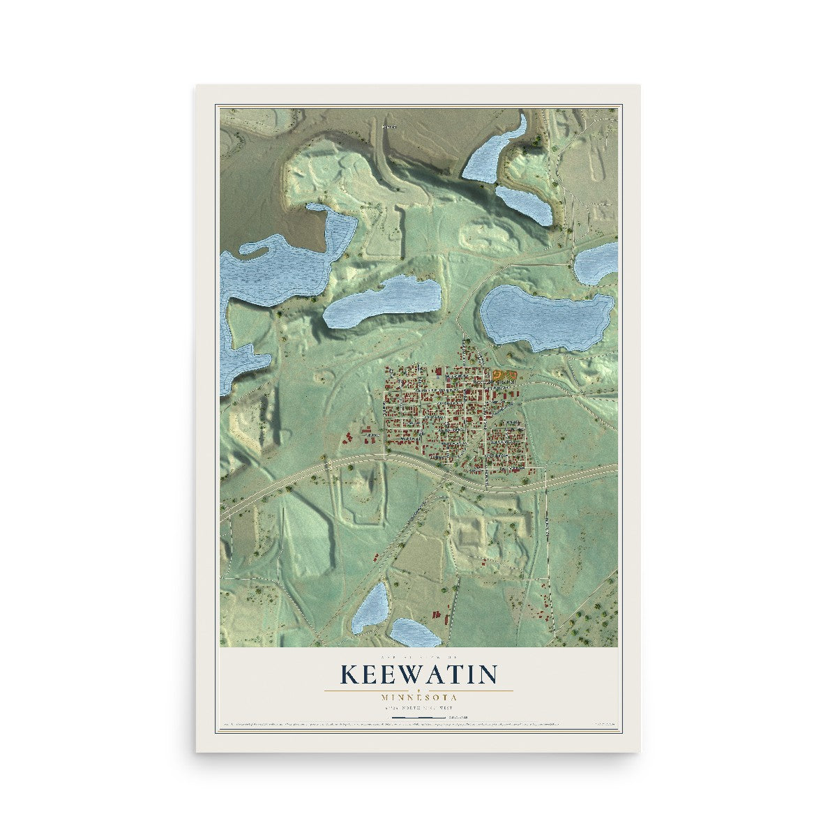 Map of Keewatin, Minnesota, 12 x 18 inch unframed archival matte print