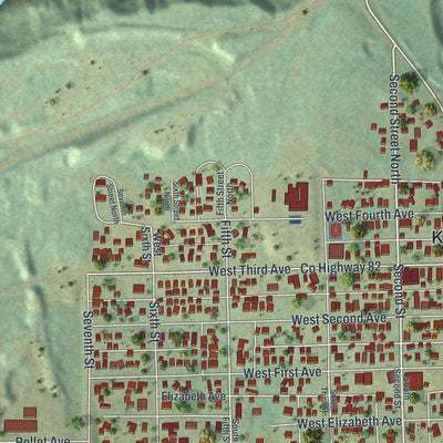 Close-up of the map of Keewatin, Minnesota print showing street and building detail