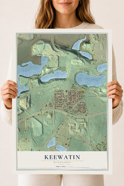 Map of Keewatin, Minnesota, 18 x 24 inch unframed archival matte print