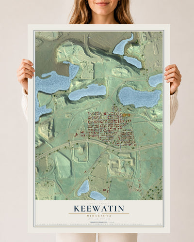 Map of Keewatin, Minnesota, 24 x 36 inch unframed archival matte print