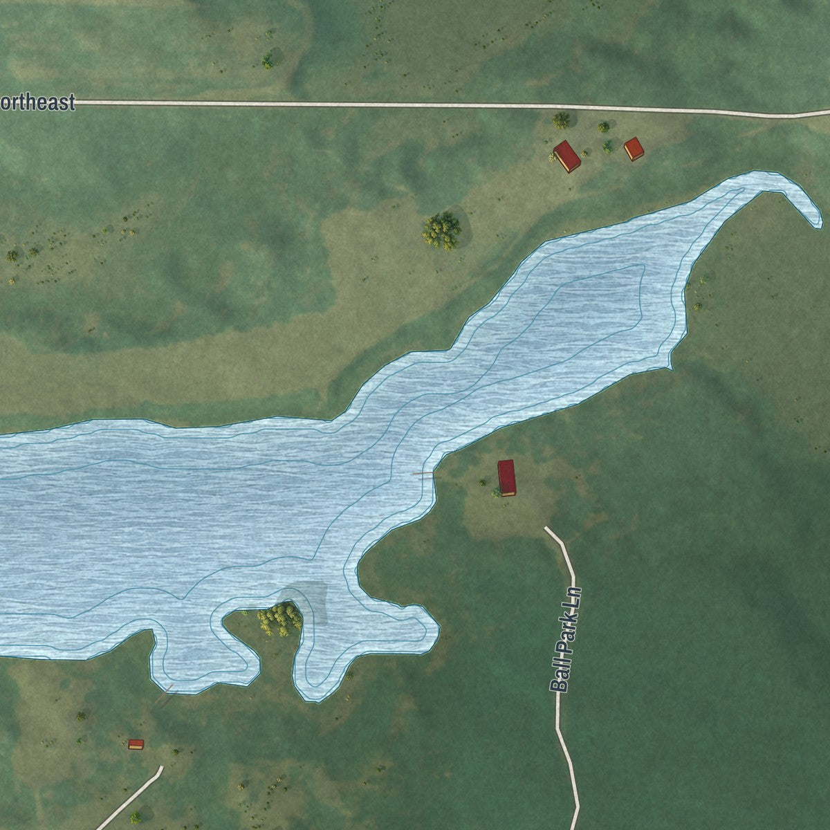 Second close-up of the map of Kelliher, Minnesota print showing more streets and buildings