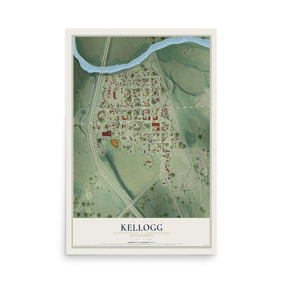 Map of Kellogg, Minnesota, 12 x 18 inch unframed archival matte print