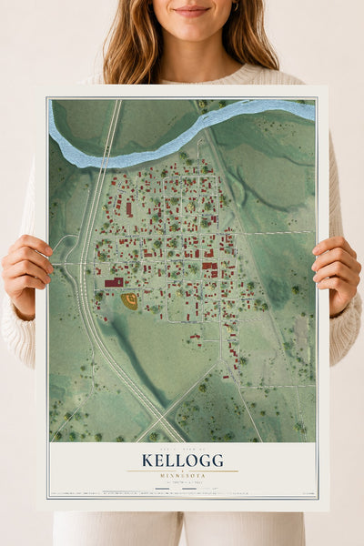 Map of Kellogg, Minnesota, 18 x 24 inch unframed archival matte print