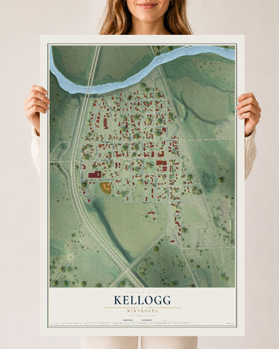 Map of Kellogg, Minnesota, 24 x 36 inch unframed archival matte print