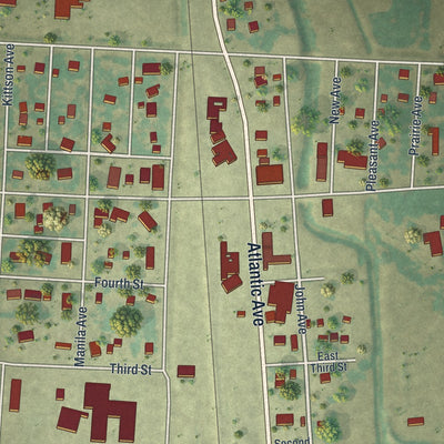 Close-up of the map of Kennedy, Minnesota print showing street and building detail