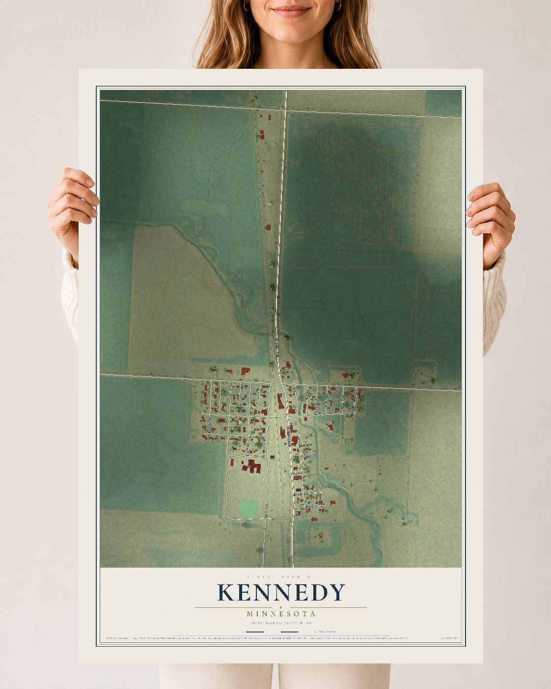 Map of Kennedy, Minnesota, 24 x 36 inch unframed archival matte print