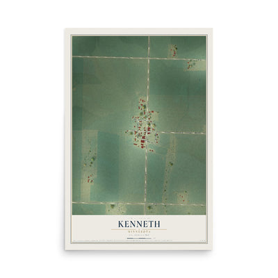 Map of Kenneth, Minnesota, 12 x 18 inch unframed archival matte print