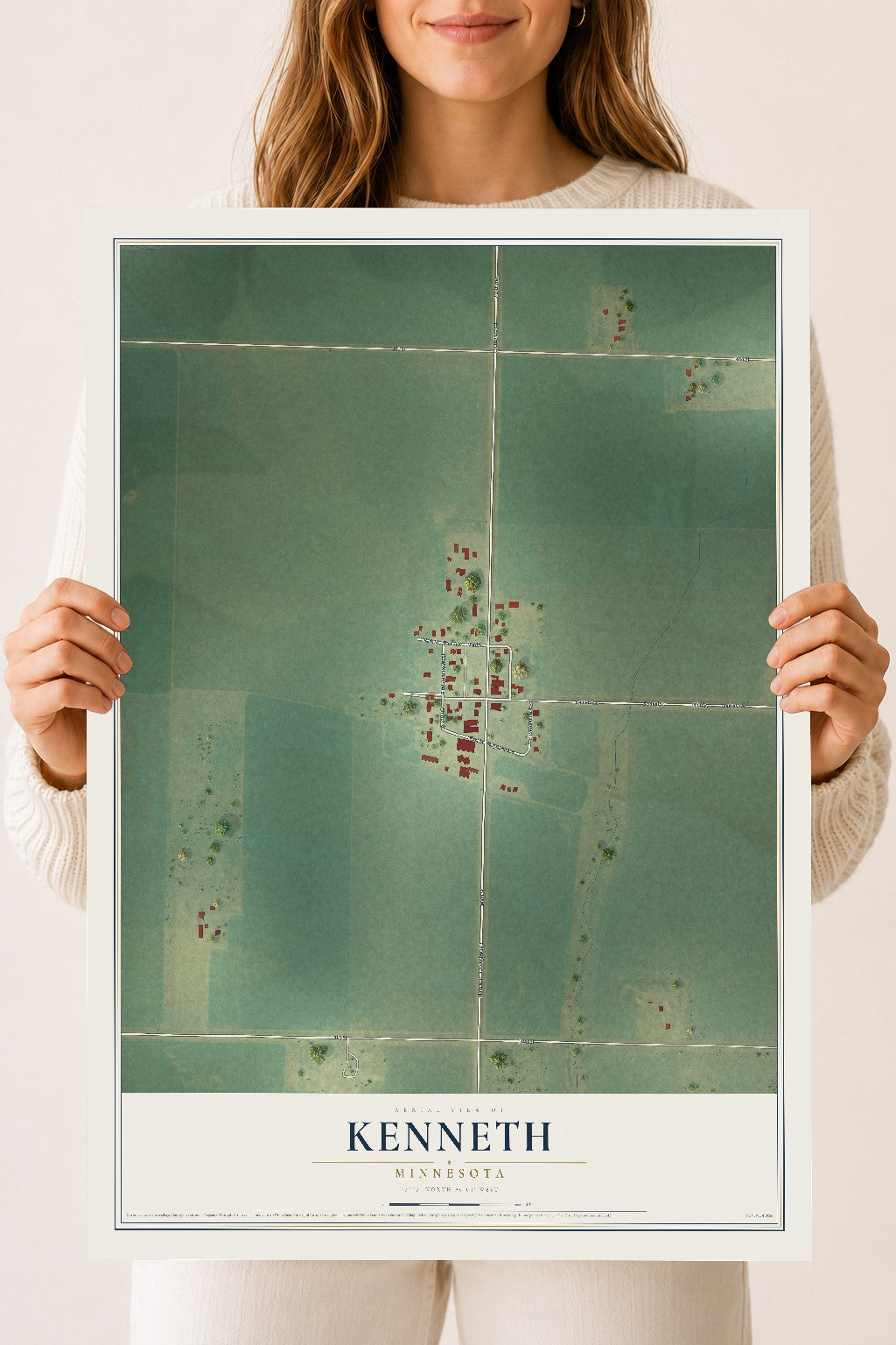 Map of Kenneth, Minnesota, 18 x 24 inch unframed archival matte print