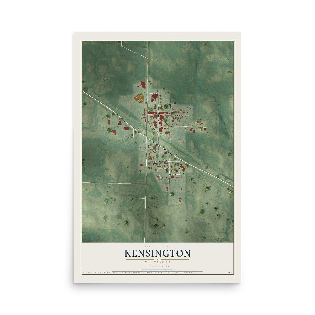 Map of Kensington, Minnesota, 12 x 18 inch unframed archival matte print