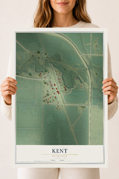 Map of Kent, Minnesota, 18 x 24 inch unframed archival matte print