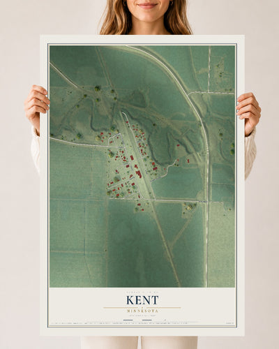 Map of Kent, Minnesota, 24 x 36 inch unframed archival matte print