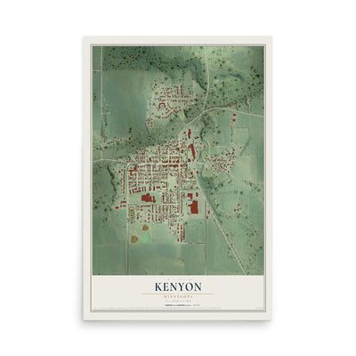 Map of Kenyon, Minnesota, 12 x 18 inch unframed archival matte print