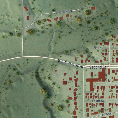 Second close-up of the map of Kenyon, Minnesota print showing more streets and buildings
