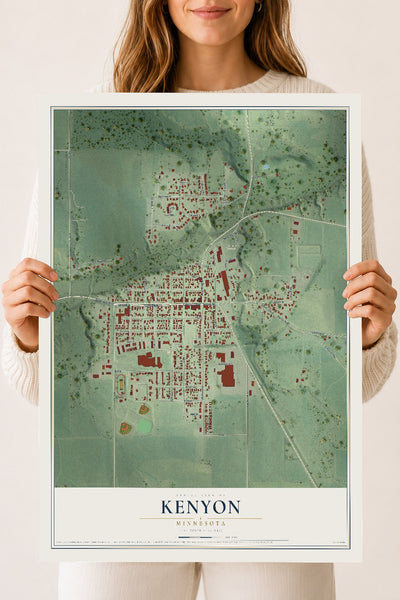 Map of Kenyon, Minnesota, 18 x 24 inch unframed archival matte print