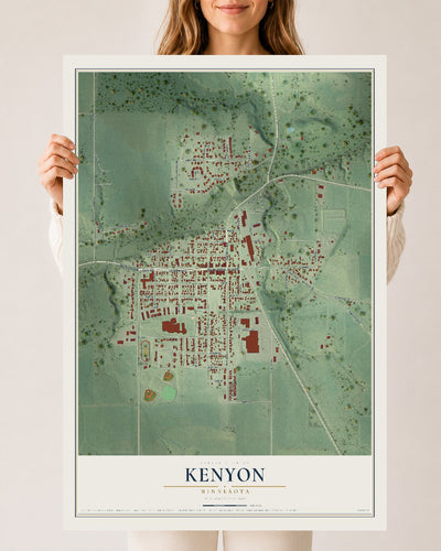 Map of Kenyon, Minnesota, 24 x 36 inch unframed archival matte print