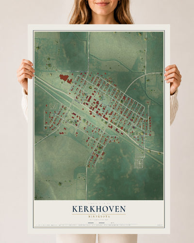 Map of Kerkhoven, Minnesota, 24 x 36 inch unframed archival matte print