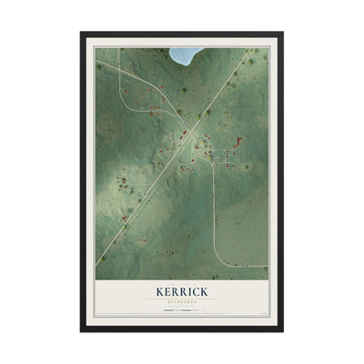Map of Kerrick, Minnesota, 12 x 18 inch print in a black wood frame