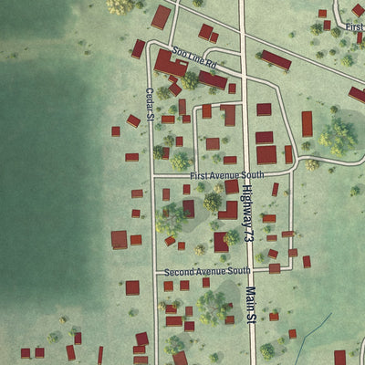 Close-up of the map of Kettle River, Minnesota print showing street and building detail