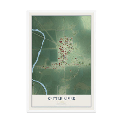 Map of Kettle River, Minnesota, 12 x 18 inch print in a white wood frame