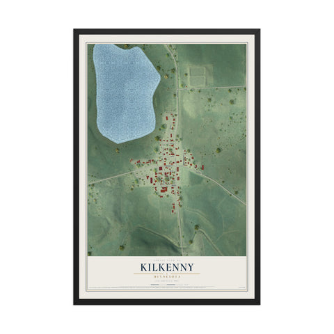 Map of Kilkenny, Minnesota, 12 x 18 inch print in a black wood frame