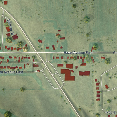 Second close-up of the map of Kimball, Minnesota print showing more streets and buildings