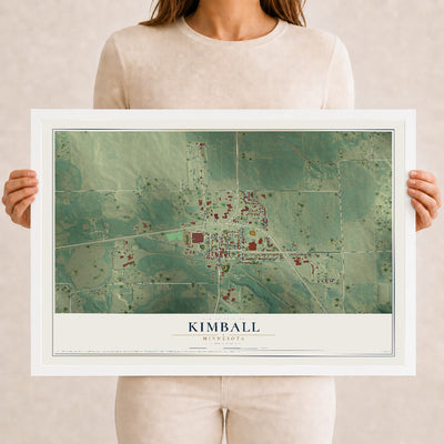 Map of Kimball, Minnesota, 12 x 18 inch print in a white wood frame
