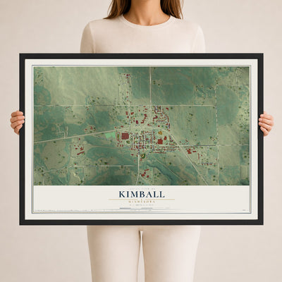 Map of Kimball, Minnesota, 24 x 36 inch print in a black wood frame