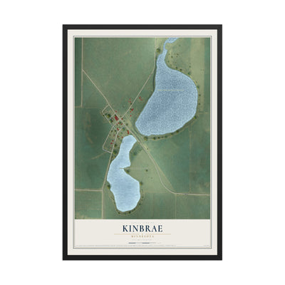 Map of Kinbrae, Minnesota, 12 x 18 inch print in a black wood frame