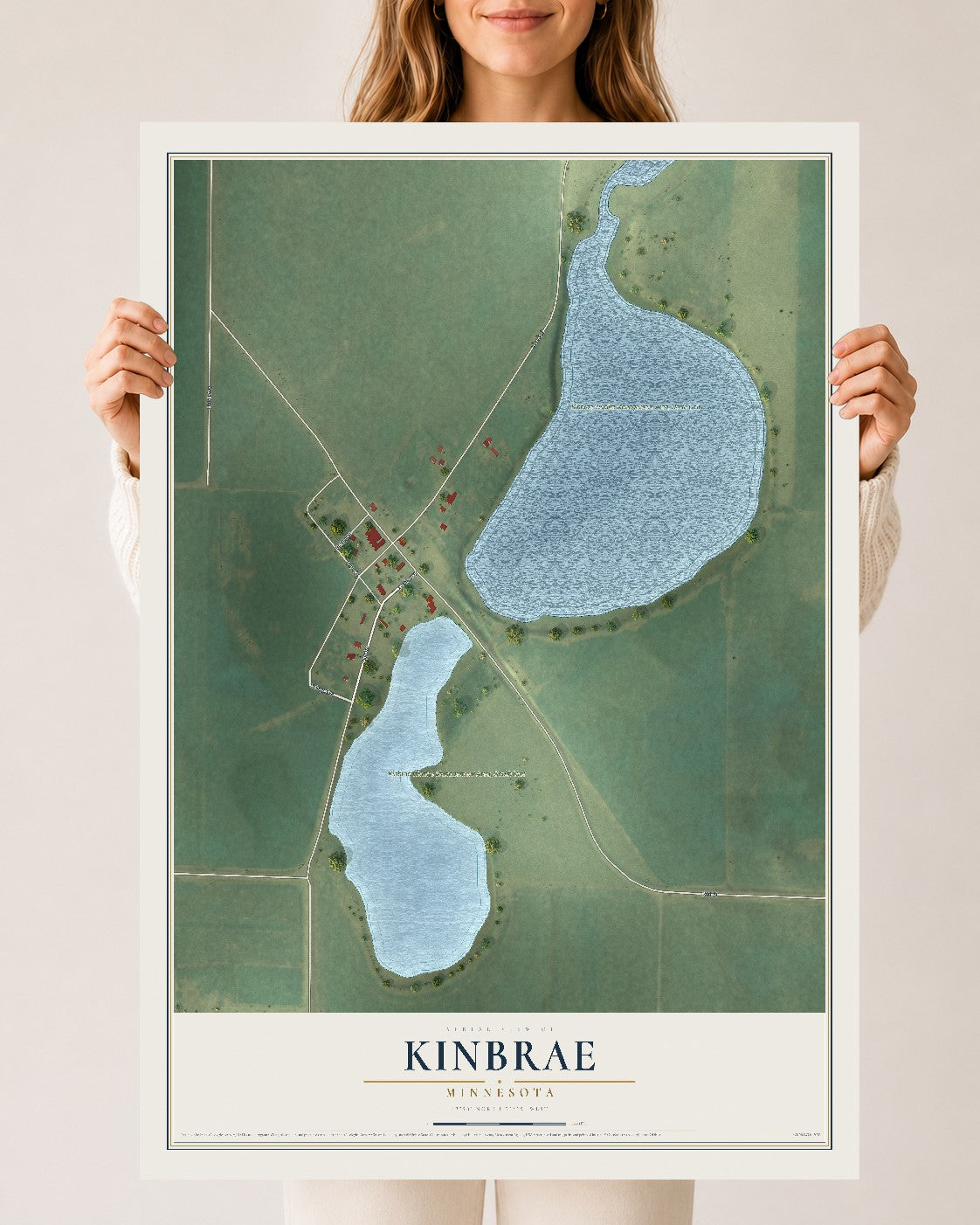 Map of Kinbrae, Minnesota, 24 x 36 inch unframed archival matte print