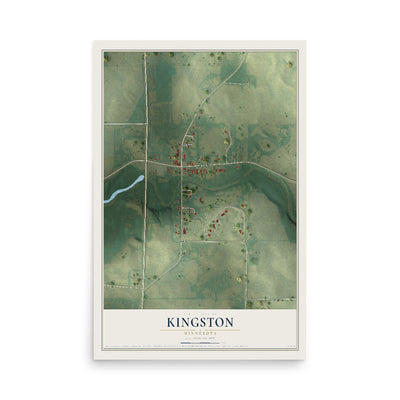 Map of Kingston, Minnesota, 12 x 18 inch unframed archival matte print
