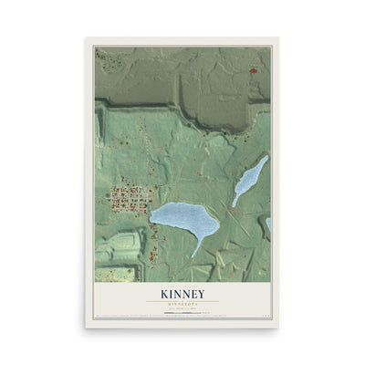 Map of Kinney, Minnesota, 12 x 18 inch unframed archival matte print