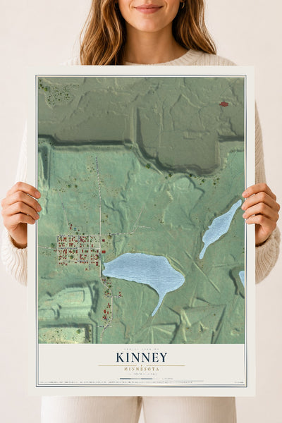 Map of Kinney, Minnesota, 18 x 24 inch unframed archival matte print