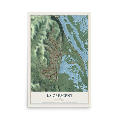 Map of La Crescent, Minnesota, 12 x 18 inch unframed archival matte print