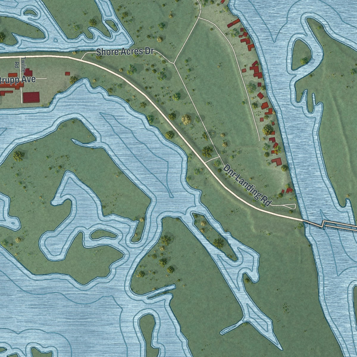 Second close-up of the map of La Crescent, Minnesota print showing more streets and buildings