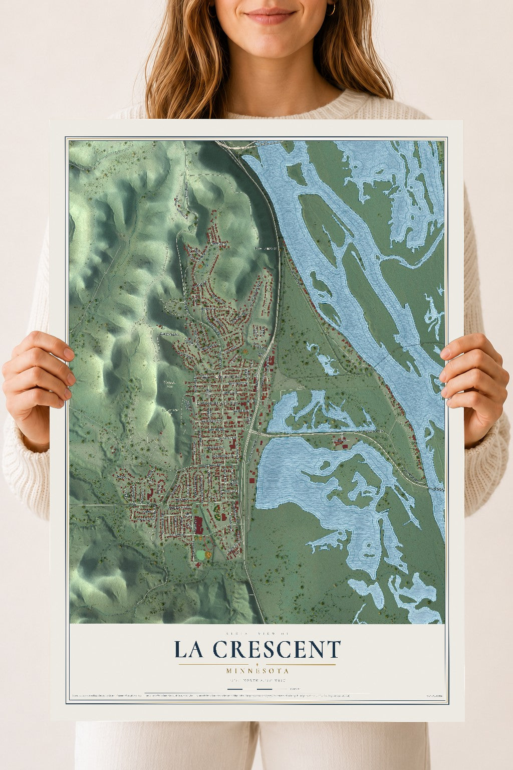 Map of La Crescent, Minnesota, 18 x 24 inch unframed archival matte print