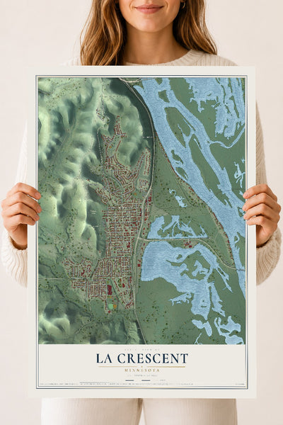 Map of La Crescent, Minnesota, 18 x 24 inch unframed archival matte print