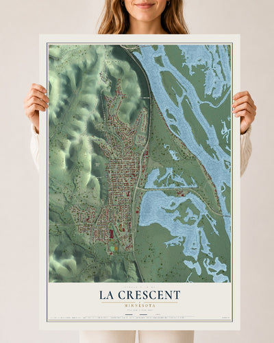 Map of La Crescent, Minnesota, 24 x 36 inch unframed archival matte print