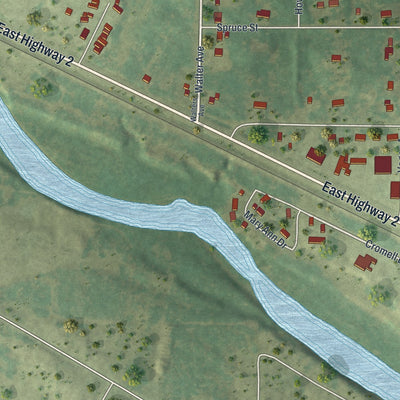 Second close-up of the map of La Prairie, Minnesota print showing more streets and buildings