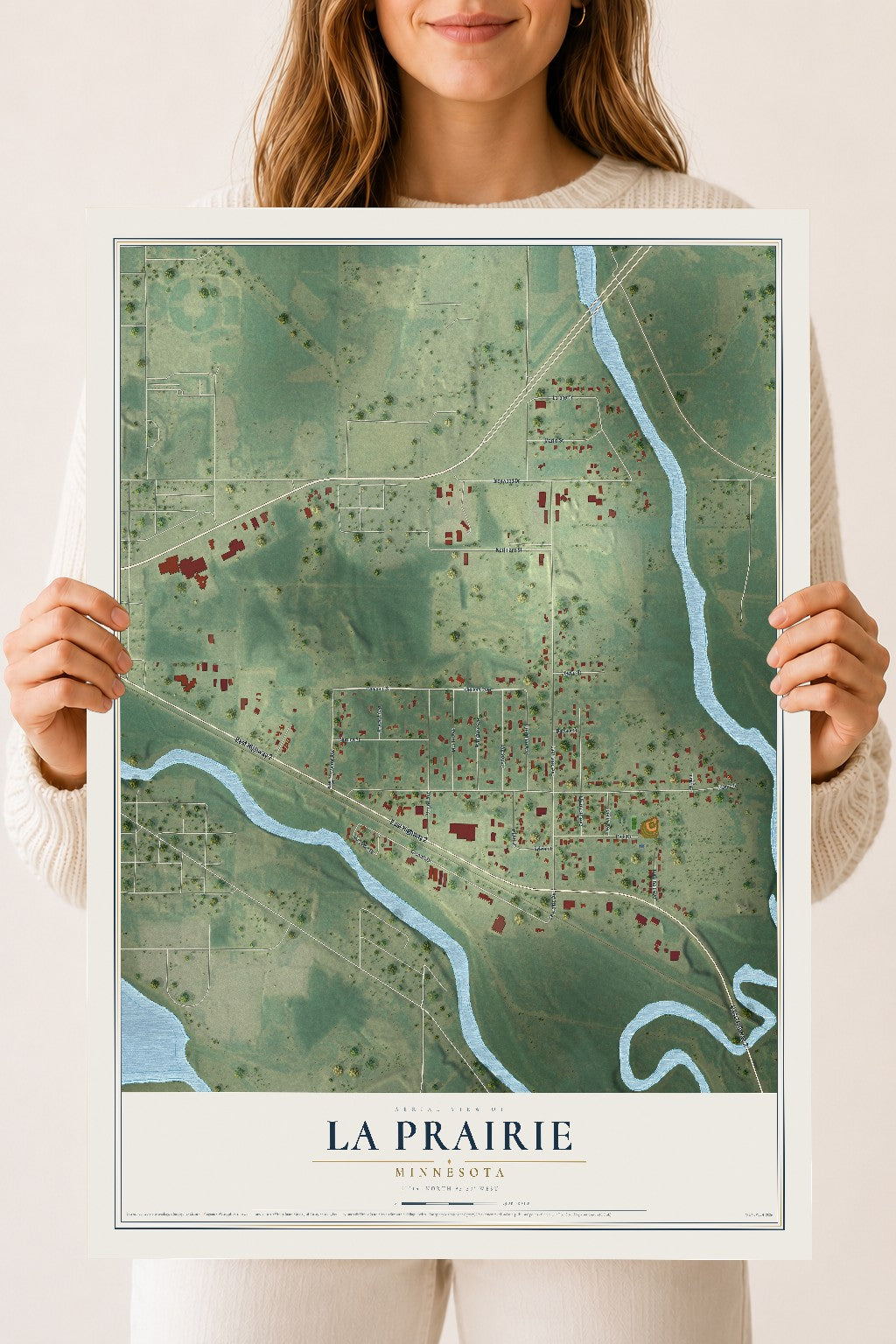 Map of La Prairie, Minnesota, 18 x 24 inch unframed archival matte print