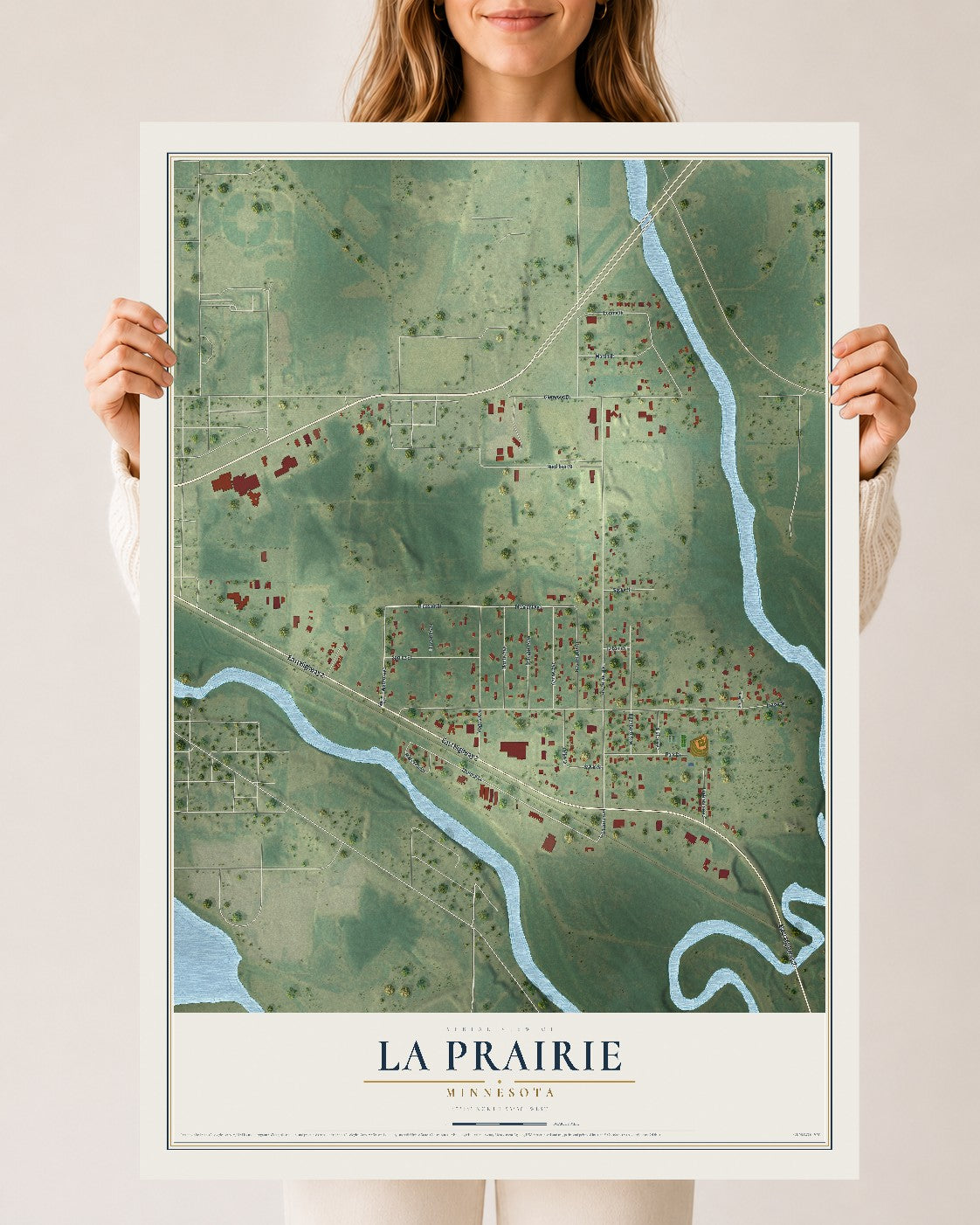 Map of La Prairie, Minnesota, 24 x 36 inch unframed archival matte print