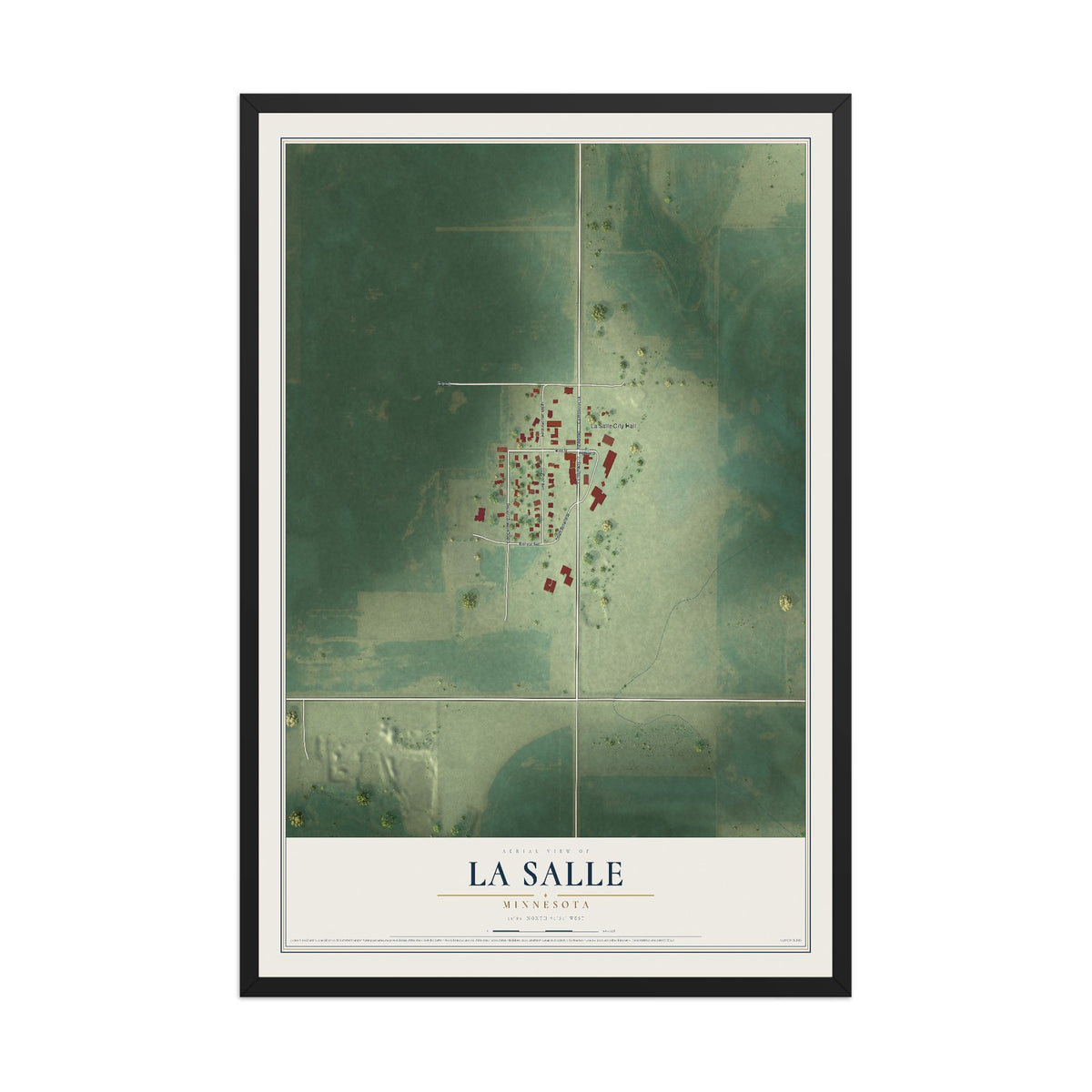 Map of La Salle, Minnesota, 12 x 18 inch print in a black wood frame